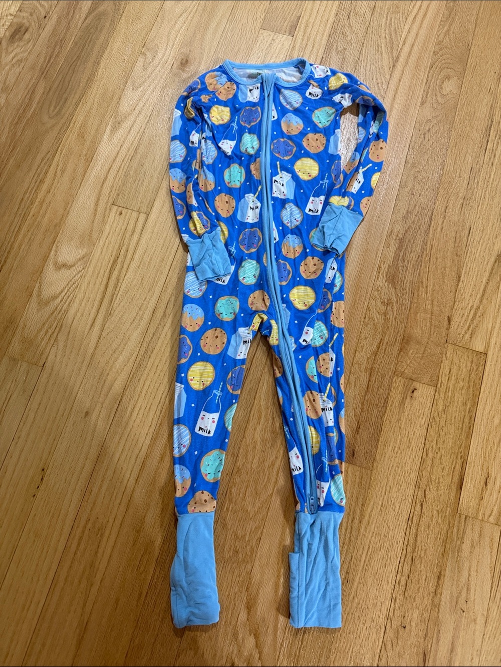 Little Sleepies Milk & Cookies Full Zip Onesie Sz 3T